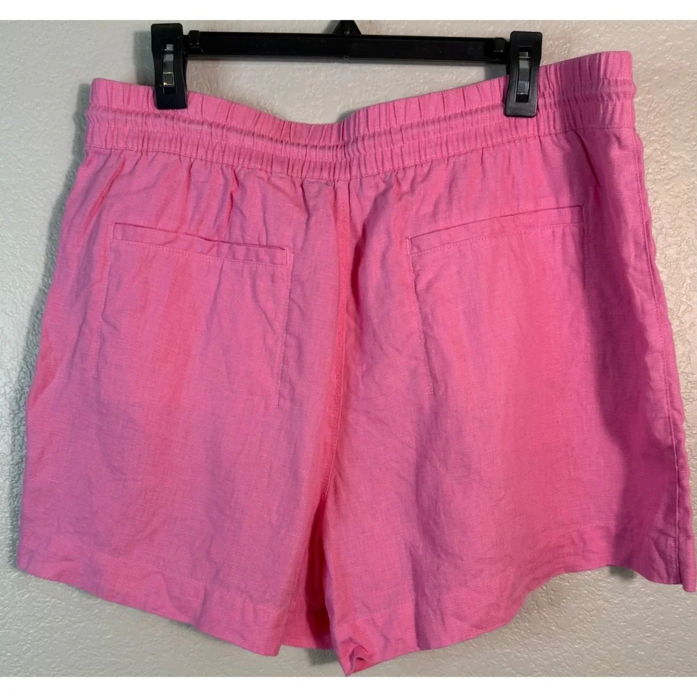 Athleta Womens XL Retreat Linen Shorts Pink Elastic Waist Drawstring Casual